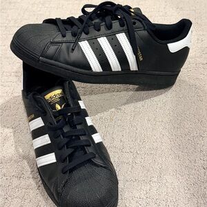 Adidas Men's Black and White Superstar Sneakers